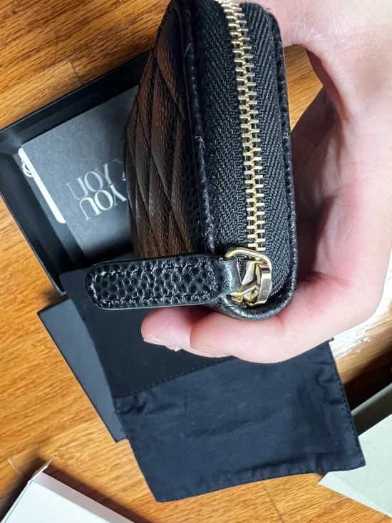 CHANEL Black Quilted Caviar Leather Card Case with Gold Logo - Picture 9 of 11